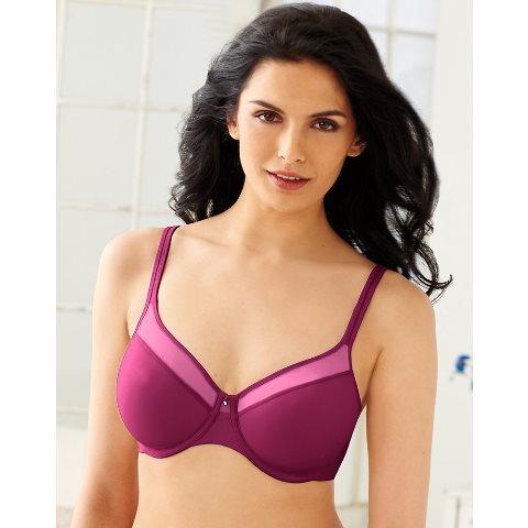 Bali 3439 One Smooth U Ultra Light Illusion Neckline Underwire Bra Deep Cerise - Size 34b