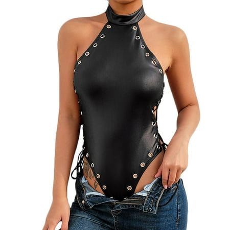 GWAABD Piece Women Nighty Teddy Jumpsuit Bodysuit Fashion Blackless Bandage Lingerie Women