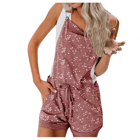 GWAABD Fringe Pants Jumpsuit Women S Strap Printed Romper Sleeveless Trousers Oocket Fashion Casual Plus Size Jumpsuit