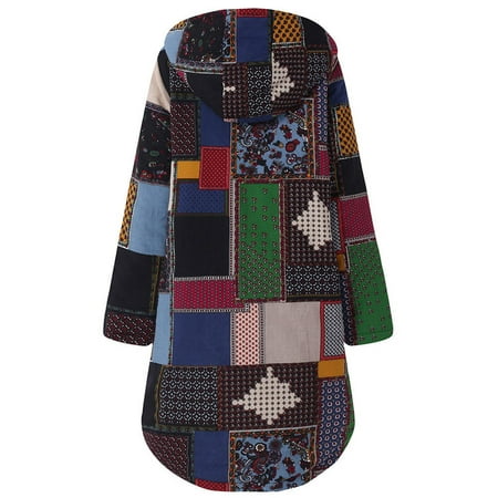 GWAABD Long Jacket Women Hooded Long Sleeve Vintage Ladies Thicken Coats Button Long Coat