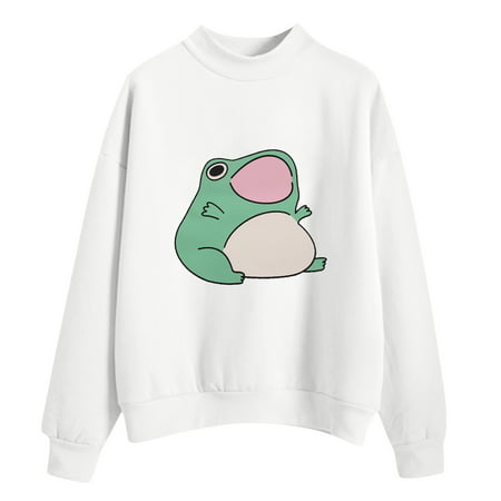 GWAABD Womens Long Sweatshirt Womens Autumn and Winter Casual Hoodie Sweatshirt Cute Printed Round Neck Long Sleeve Pullover Sweatshirt