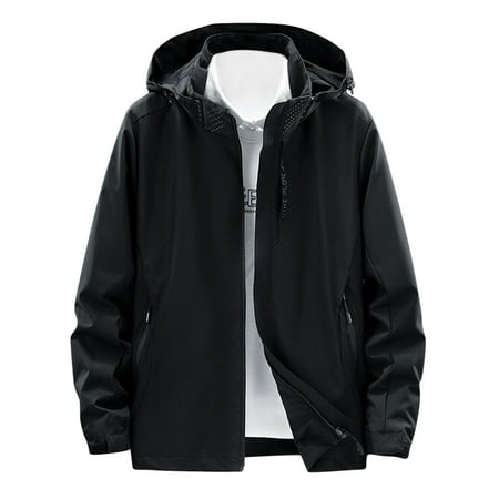 GWAABD Tweed Jacket Women Women S Outdoor Color Splice Detachable Hat Zipper Pocket WaterProof Coat
