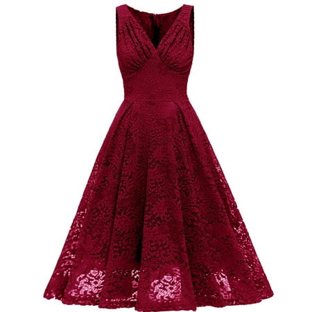 Shusuen Women S Fashion Vintage V-Neck Short Sleeve Contrast Dovetail Slim Lace Evening Dress Dresses for Women 2289