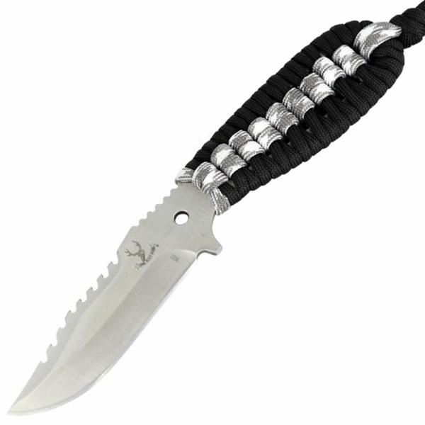 TheBoneEdge 7.5  Hunting Tactical Knife with Sheath Winter Camo & Black Cord Handle