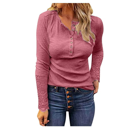 GWAABD Womens Summer T Shirts Front Women S Shirt Tunic Button Sleeve Shirt Long Neck V Women S Blouse
