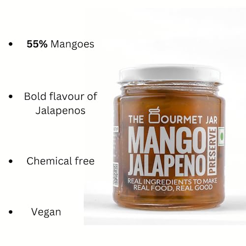 The Gourmet Jar Mango Jalapeno Preserve| Spicy and Sweet| 100% Natural| No Artificial Flavoring Agents| No Added Preservatives| Raw Sugar| Blend of 4 thumbnail