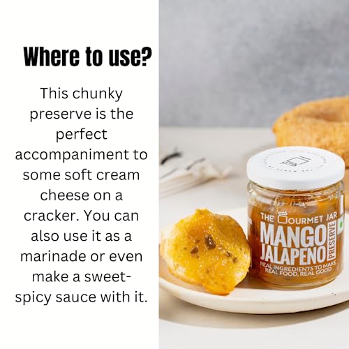 The Gourmet Jar Mango Jalapeno Preserve| Spicy and Sweet| 100% Natural| No Artificial Flavoring Agents| No Added Preservatives| Raw Sugar| Blend of 4 thumbnail