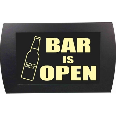 AMERICAN RECORDER -  BAR IS OPEN  (Beer Bottle) LED Lighted Sign