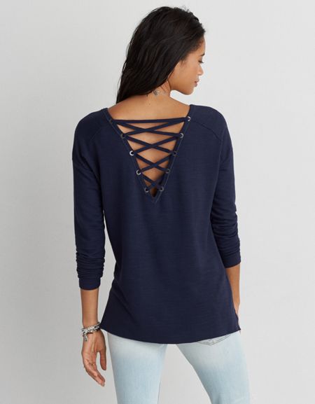 Ae Soft & Sexy Back Lace-up Shirt