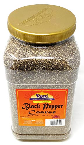Rani Black Pepper Coarse Ground 28 Mesh (Table Grind)  80oz (5lbs) 2.27kg Bulk PET Jar ~ All Natural | Vegan | Gluten Friendly | NON-GMO | Kosher thumbnail