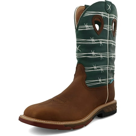 Twisted X Men S 12  Western Work Boot  Oiled Buffalo & Green-Blue Slate  9 D