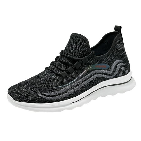 GWAABD Men Sport Shoes Fashion Autumn Men Sports Shoes Flat Lightweight Elastic Lace up Fly Woven Mesh Comfortable Casual Style