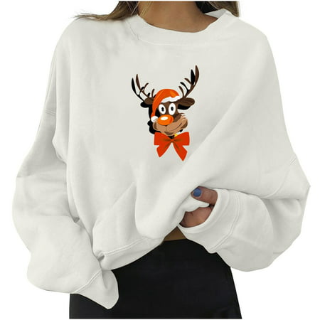 GWAABD Womens Pullovers Women Sweatshirt Casual Round Neck Pullover Loose Shirt Lightweight Tops