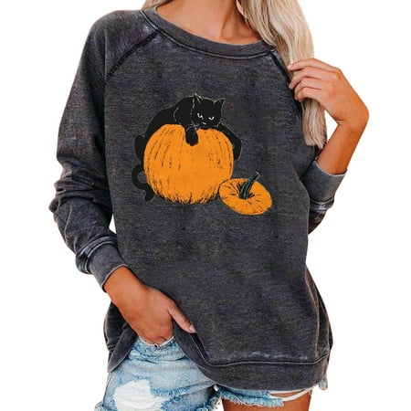 GWAABD Sweatshirt Womens Women Pullover Funny B Print Long Sleeved O Neck Fashion Warm Autumn Winter Sweatshirt Tops
