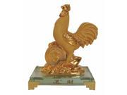 Rubber Finished Golden Rooster Statue with Big Coin