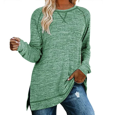 ELFINDEA Dresses for Women 5104 Women S Fashion Solid Color Sweater Cross Loose Round Neck Top S