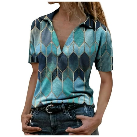 GWAABD Womens Casual Long Sleeve Shirts Summer Lapel Collar Women S T-Shirt Fashion Sleeve Tops Tee Short Printed Casual Women S Blouse