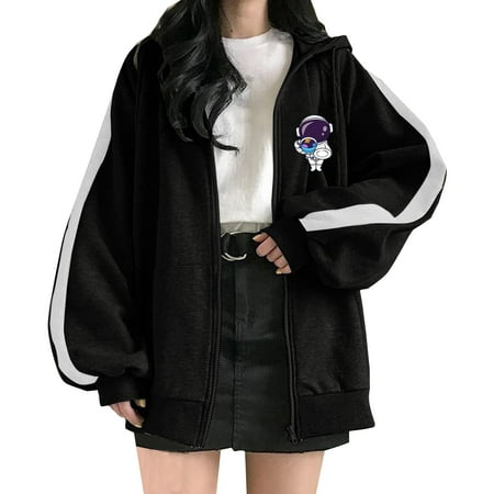 GWAABD Tie Waist Wrap Peplum Ladies Autumn Winter Casual Loose Hooded Zippered Long Sleeve Love Printed Jacket Coat