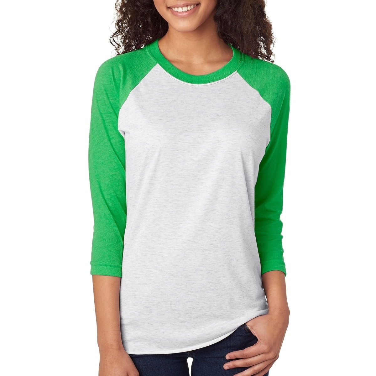 Next Level 6051 Triblend 3/4-Sleeve Raglan Unisex Tee - Vintage Royal/Heather White - 2XL