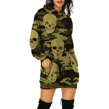 CLZOUD Womens Casual Dresses Green Polyester Women S Dress Casual Fashion Knitted Patchwork Women S Dress Hooded Skirt S