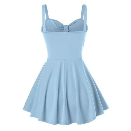 CLZOUD Womens Halter Tops Dressy Blue Women Plus Size Sleeveless Solid Sling Vest Tank Pullover Tops Shirt Xxxl
