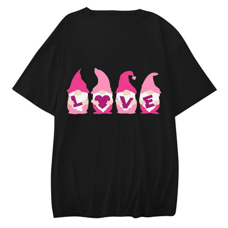 GWAABD Womens Sweatshirt Dress Women S Day Top Loose Short-sleeved Valentine S Top Printed T-shirt Women S Blouse