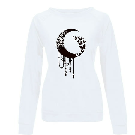 CLZOUD Women Shirts Summer White Autumn Winter Womens Casual Tops Ladies Print Sweatshirt Blouse Tee Sweater Xxxl