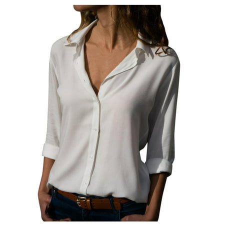 GWAABD Womens T-Shirts Crewneck Casual Tee Women S Blouse Button Dating Basic Blouse