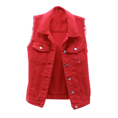 GWAABD Women S Workout Tank Tops Sleeveless Loose Jacket Shirt Denim Solid Denim Top Color Vest Women S Women S Blouse