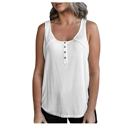 GWAABD Sports Yoga Bra Neck Casual Blocking Patchwork Collision Vest Color Women S Button Tops Round Women S Blouse