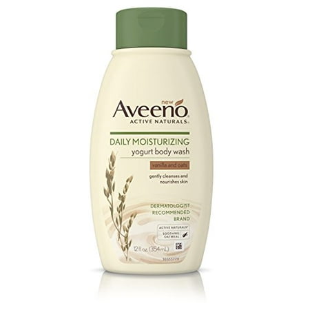 Aveeno Daily Moisturizing Yogurt Body Wash for Dry Skin with Soothing Oat & Vanilla Scent  Gentle Body Cleanser  12 Fl. Oz (Pack of 3)