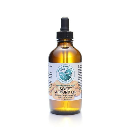 SALE! Sweet Almond Oil 4 Oz 100% Pure Cold-pressed Unrefined Organic Hexane-free Natural Moisturizer for Skin Hair. Anti-aging Anti-wrinkle Hair Growt