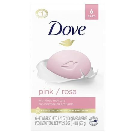 Dove Beauty Bar Gentle Cleanser for Softer and Smoother Skin Pink More Moisturizing Than Ordinary Bar Soap 3.75 Oz 6 Bars