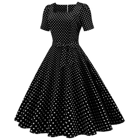 GWAABD Long Beach Dresses for Women 1950s Women Short Party Evening Dress Prom Housewife Sleeve Women S Dress