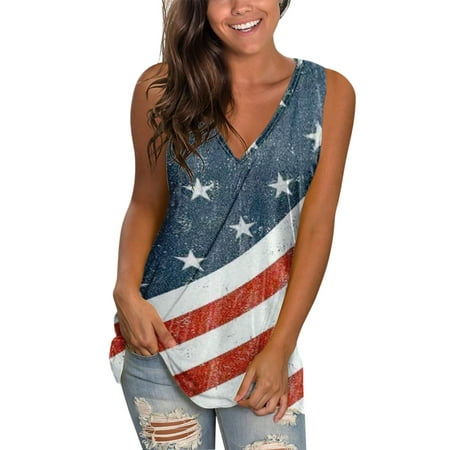 GWAABD Sleeveless Henley Shirts for Women Fashion V-neck Vest Gradual Printed Loose Casual Top