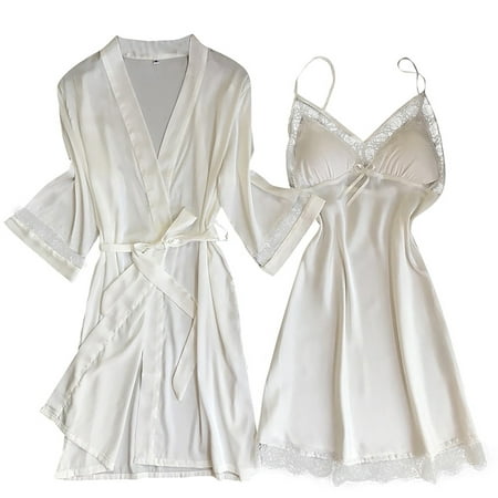 GWAABD Lingerie Shirt Funny Sleepwear Underwear Silk Robes Nightdress Lingerie Pajamas Women Satin