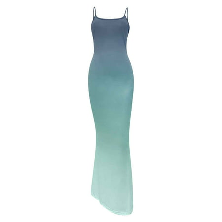 CLZOUD Women Flowy Dress Green Polyester Spandex Women S Fashion Bodysuit Sling Dress Slim Long Home Dress Xxxxxl