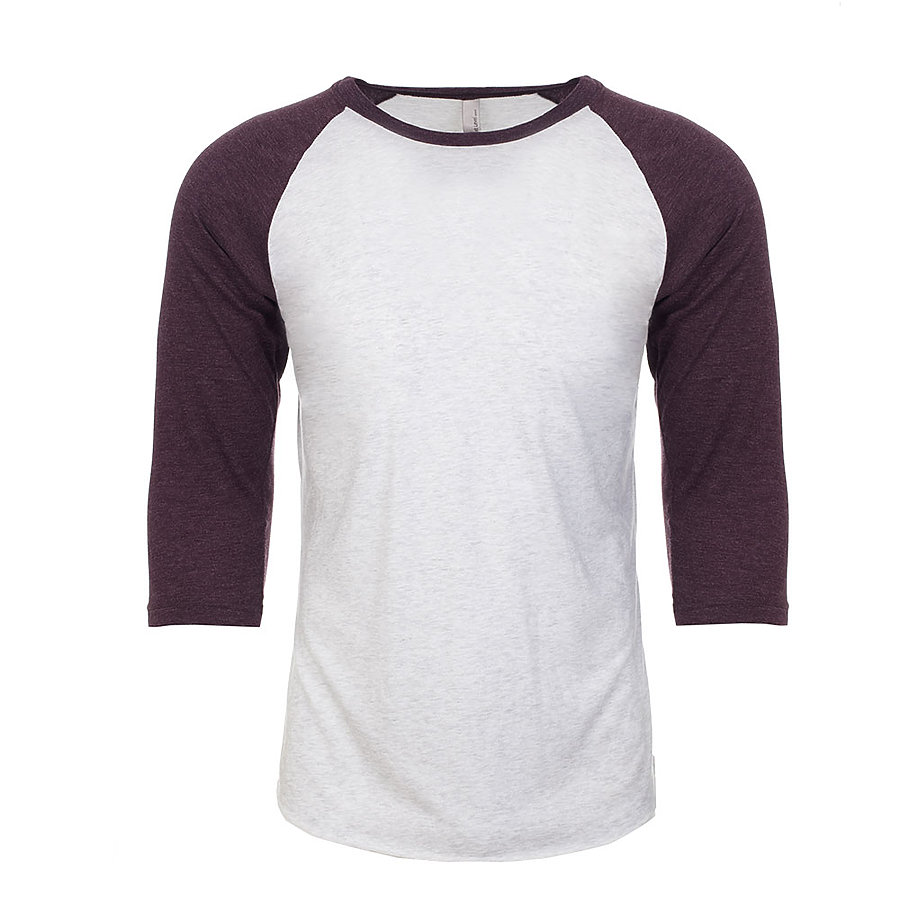 Next Level 6051 Triblend 3/4-Sleeve Raglan Unisex Tee - Vintage Purple/Heather White - L