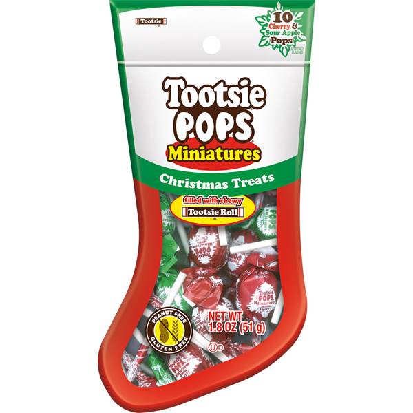 Christmas Treats Miniatures Filled with Chewy Tootsie Roll, Cherry & Sour Apple