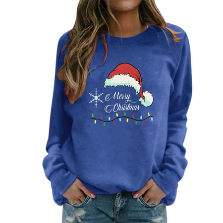 GWAABD Coat for Womens Fashion 2023 Womens Fashion Print Round Neck Hoodless Sweater Long Sleeve Top Pullover