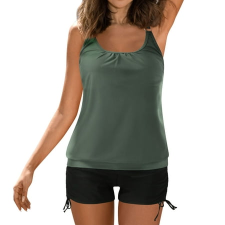 GWAABD 2023 Swimsuits Women Tankini Swimsuits with Shorts Strappy Bathing Suits Two Piece Swimwear