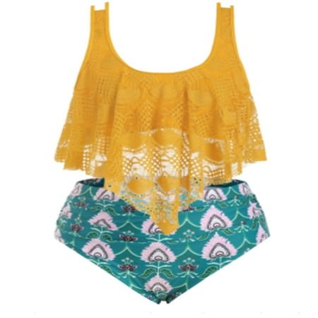GWAABD Bikini Top Swimsuit Two Print Beachwear Women Swimwear Color Piece Large Fashion Swimwears Tankinis Set