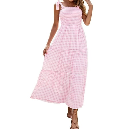 GWAABD Long Sleeve a Line Dress for Women Womens Summer Dress Long Dress Boho Print Sling Casual Dress