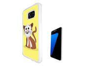 Samsung Galaxy S7 Edge G935 Rubber Case Cover- White 1136 - Cat Animal Drawing Yellow