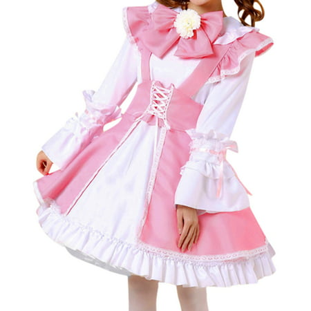 PhoneSoap Women S Fashion Maid Outfit Cute Maid Outfit Dress Set Mini Dress a-Line Sun Dress