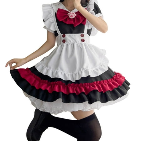 PhoneSoap Women S Fashion Maid Outfit Cute Maid Outfit Dress Set Mini Dress a-Line Sun Dress