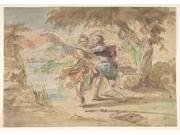 Jacob and the Angel Poster Print by Johann Jacob Eybelwieser (Austrian  Vienna   Ca. 1667 �1744 Breslau) (18 X 24)