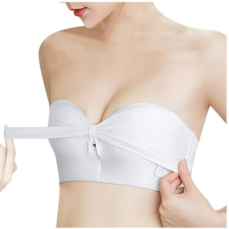 Bigersell Camisoles with Built in Bra Women Removable Shoulder Everyday Strapless Drawstring Bandeau Underwear Bras Tall Size Seamless Bra  Style 3252
