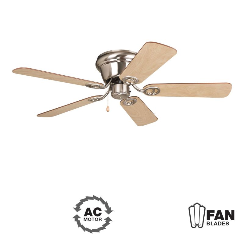 Ellington Fans Wc42bnk5 Brushed Nickel Indoor Ceiling Fans Ellington Fans Wyman 42 5 Blade Indoor Hugger Ceiling Fan