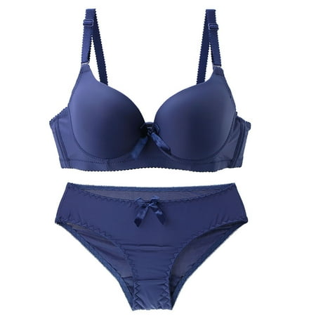 Bigersell Padded Bralette Women Lingerie Set Bra and Panties Summer Thin Lingerie Set Women Size Female Seamless Sports Bra  Style 7263  Blue 42C
